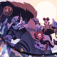 Opal, Sugilite, Garnet, Stevonnie, and Smoky Quartz hanging out.